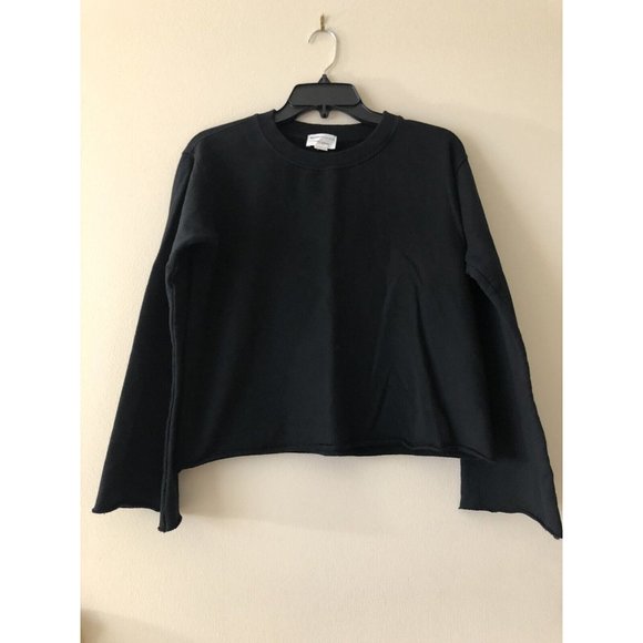 Studio Collection By David Lerner Womens Black Size XS Crop Sweater Raw Hem/Cuff - Picture 1 of 6